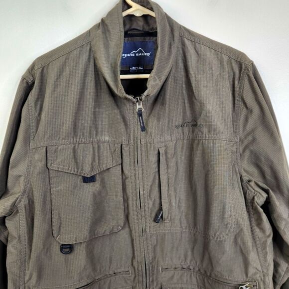 Eddie Bauer Mens Full Zip Mock Neck Multipocket Utility Field Jacket Large - Picture 2 of 11